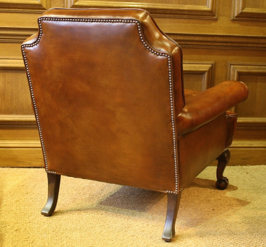 Carved Leg Elegant Leather Antique Armchair